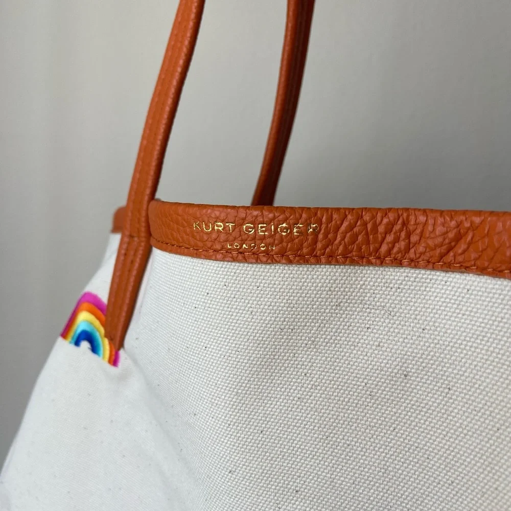 Kurt Geiger london rainbow print large cotton tote, new